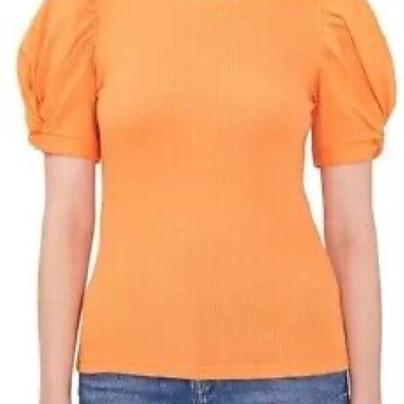 Vince Camuto Orange Puff Sleeve Blouse - Picture 1 of 7